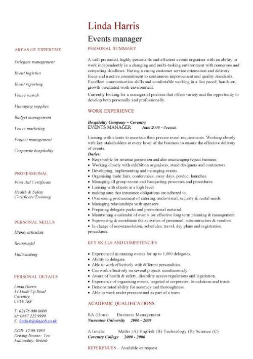 Event Manager Resume Sample Security Guards Companies