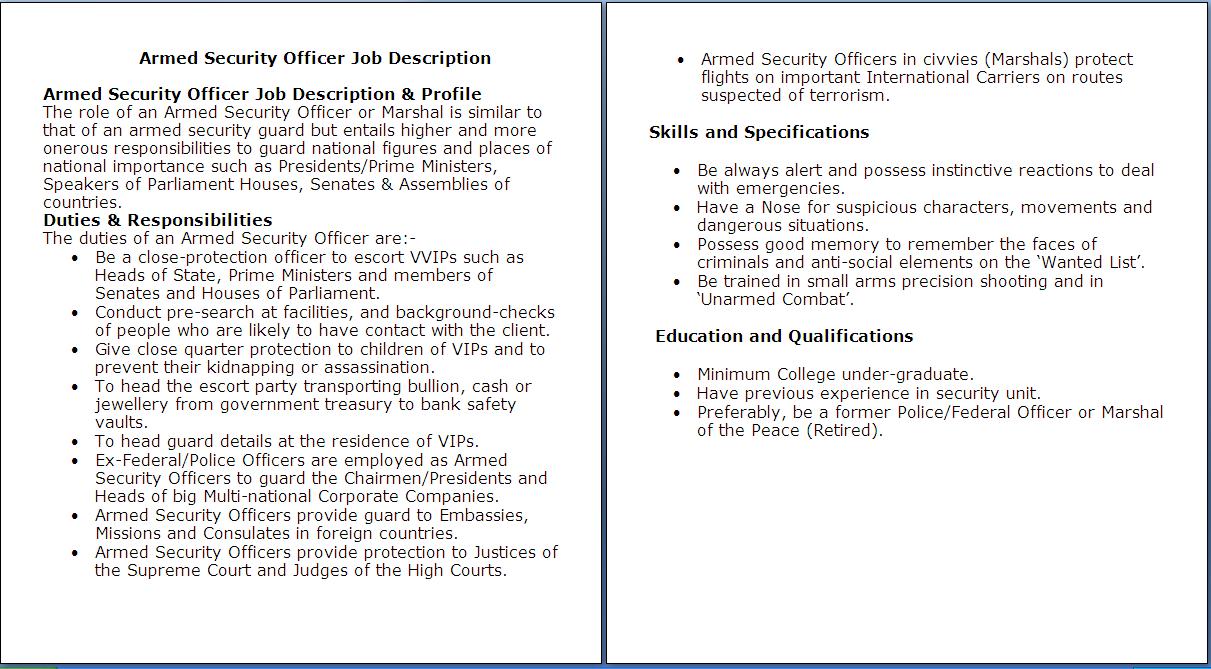 Job Description For Security Supervisor Security Guards Companies