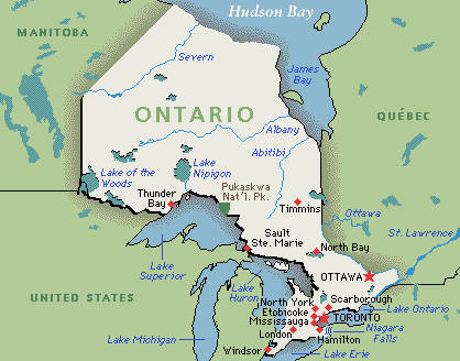 Map Ontario Canada - Security Guards Companies