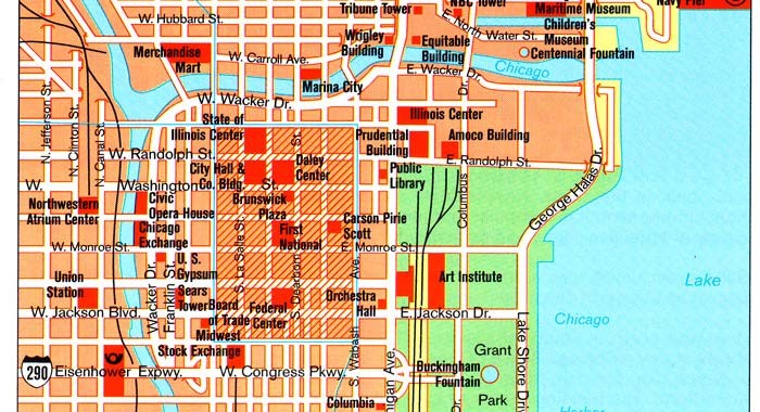 Tourist Map of Downtown Chicago - Security Guards Companies